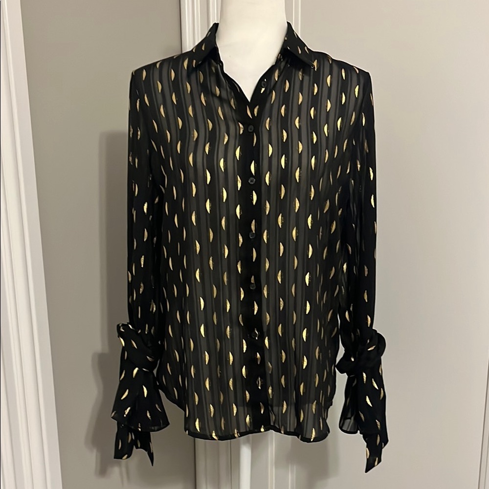 Banana republic Black and Gold sheer Women's Top size small